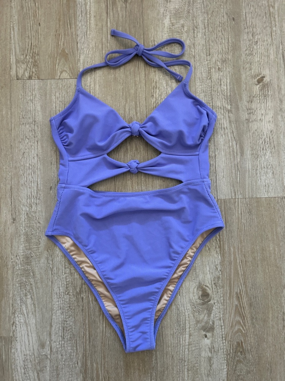 Women’s Ribbed Cutout One Piece Swimsuit